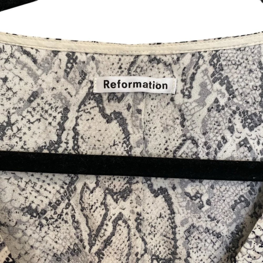New Reformation Eliana Button Down Top In Snakeskin